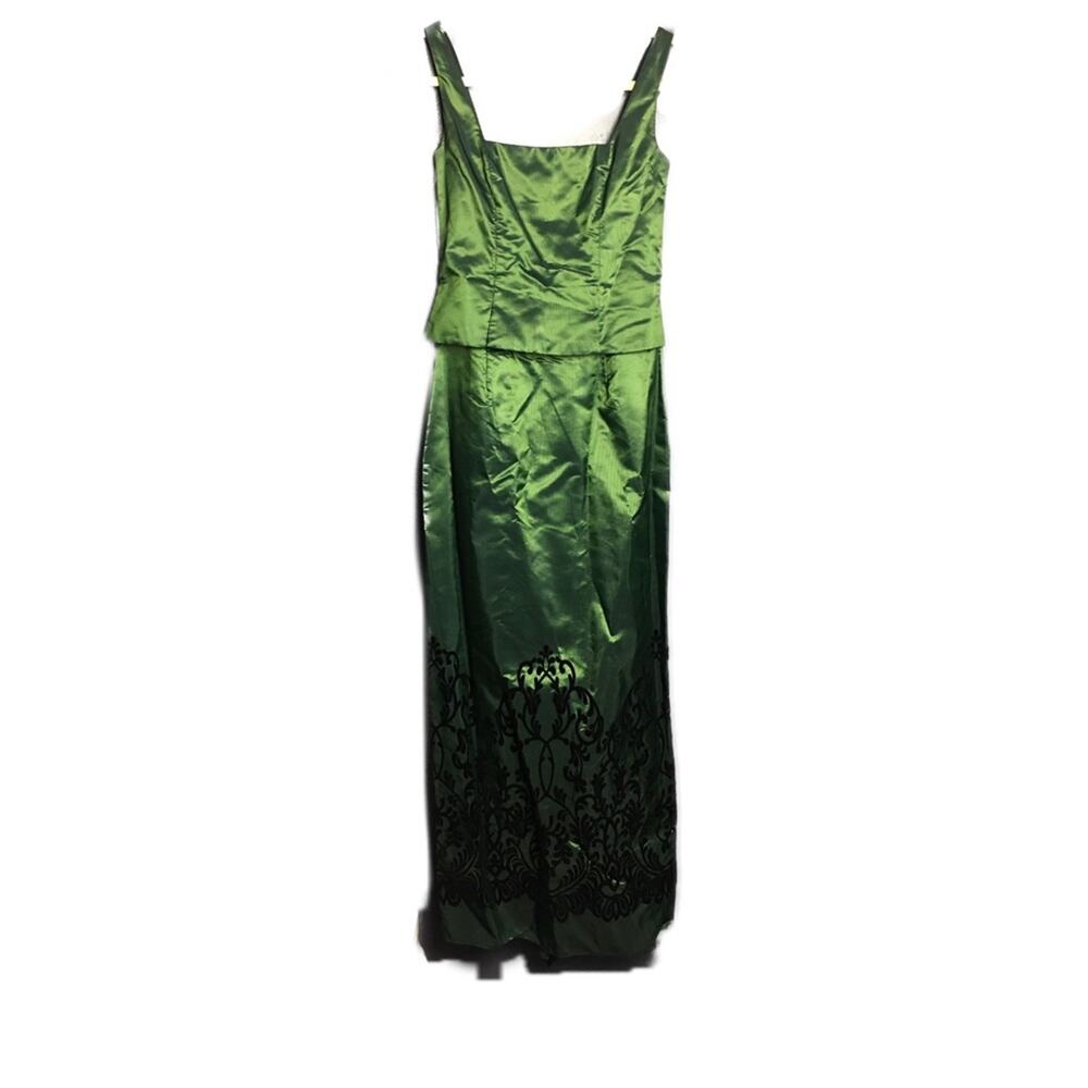 Scott McClintock Green Evening Gown with Velvet